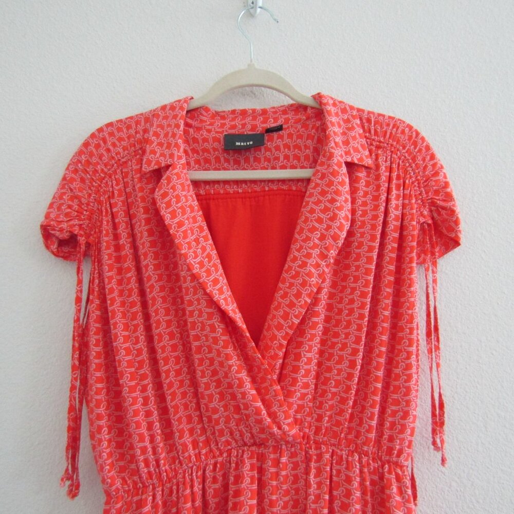 Anthropologie Maeve Printed Shirt Dress Medium Orange Boho Lightweight Feminine - Picture 3 of 14